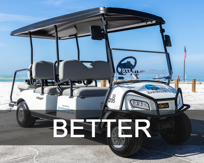 Golf cart golfcart isolated on white background A white golf cart with the word " better " written on it.