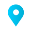map A blue map pin on top of a black background.